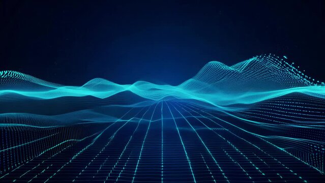 Blue Digital Wave Landscape