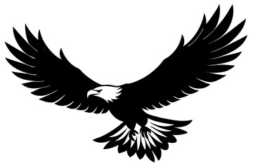 Flying Bald Eagle black and white Silhouette vector