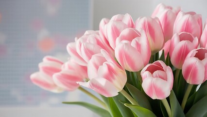 Fototapeta premium Bunch of pink and white tulips flower background