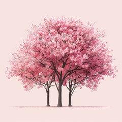 Obraz premium Cherry blossom trees in full bloom ,isolate ,minimal, simple background