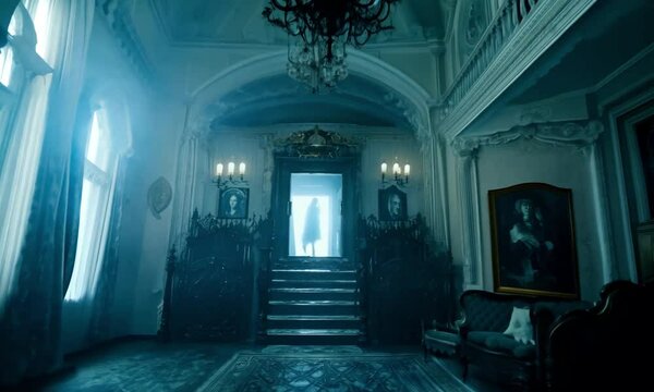Generative ai animation of a haunted mansion