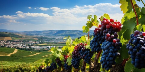 Fototapeta premium Vineyard Landscape with Grapes