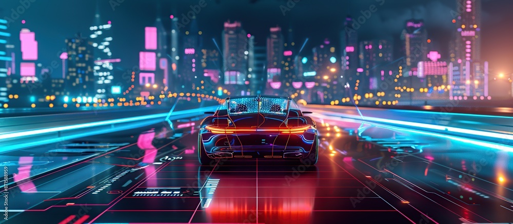 Poster smart car navigation system with sensory radar signals and internet connectivity autopilot.