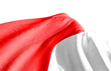 Indonesia national flag waving on white background with clipping path. Cliping path is easily cutout the flag.