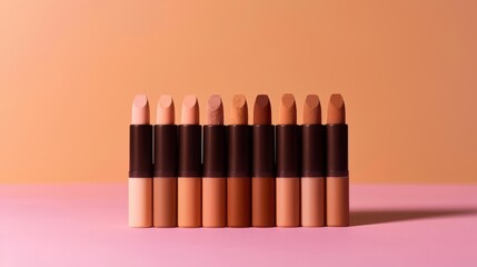 Naklejka premium Assorted Makeup Foundation Sticks on Gradient Background