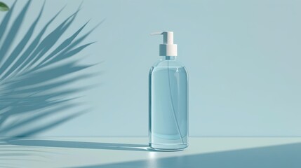 Minimalist Clean Beauty Aesthetic with Soap Bottle and Leaf Shadow