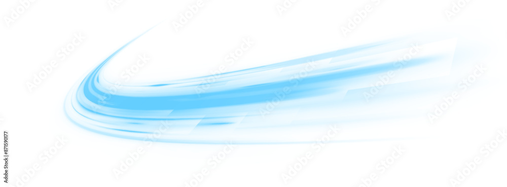 Aufkleber Digital image of light rays, striped lines on a blue light background. Design element for visualizing air or water flow. Light, light garland PNG.	