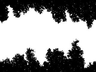 木の枝葉シルエット素材