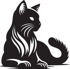 cat silhouette vector art illustration
