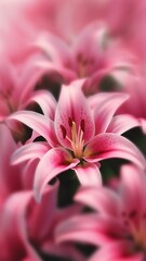 Beautiful blurred pink lily flower very shallow dof selective focus