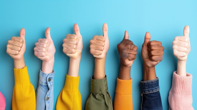 People of different races giving thumbs up. AIG535