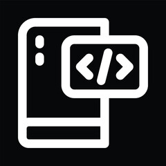White Smartphone Icon on Black Background