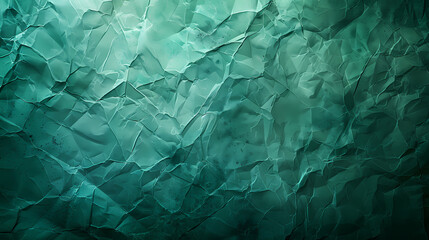 Fototapeta premium Abstract teal and green textured background with crumpled and wrinkled paper effect