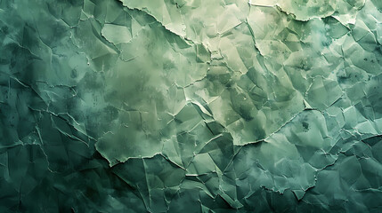 Obraz premium Abstract green cracked wall texture with shades of teal and light highlights, showing intricate detail and depth.