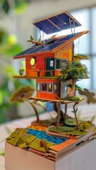 Ecofriendly educational program demonstrating renewable energy principles focus on, educational, whimsical, Multilayer, classroom setting 
