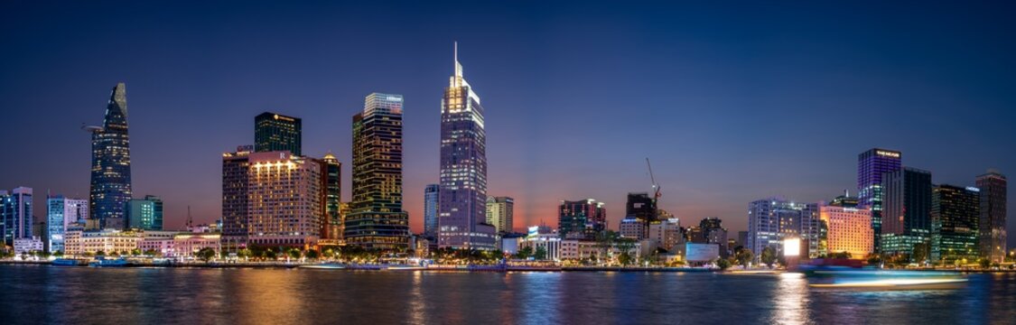 Panoramic view of Ho Chi Minh City skyline from Thu Thiem