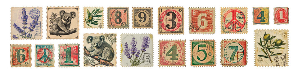 Obraz premium Vintage stamp png cut out element set