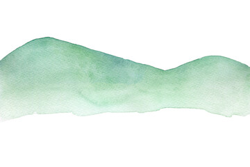 Fototapeta premium Watercolor blue paint splash smear blot, abstraction. Strokes paint splash. background. Blue sea, Hill, fog mountain