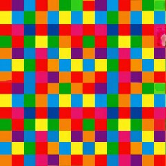 seamless pattern of vibrant rainbow-colored checkered design, Generative AI