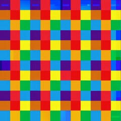 seamless pattern of vibrant rainbow-colored checkered design, Generative AI