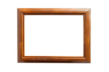 A brown wooden picture frame is isolated on a transparent background. PNG