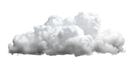White, puffy clouds float against a clear, blue sky isolated on a transparent background. PNG