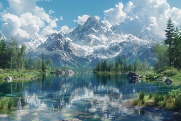 Fototapeta premium stunning landscape images featuring mountains, forests, and lakes