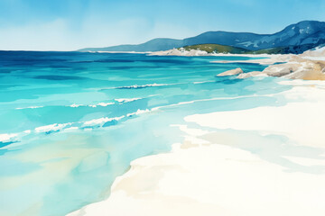 Serene Beach with Crystal Clear Waters and Pristine White Sand