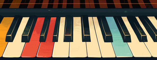 colorful piano keys, 