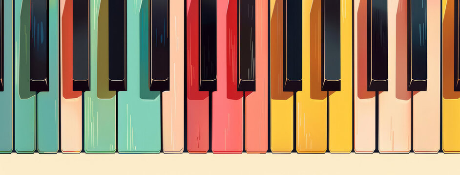 colorful piano keys, 