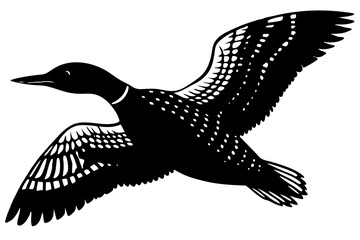flying loon black silhouette vector illustration