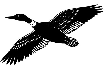 flying loon black silhouette vector illustration