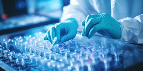 Fototapeta premium Lab Scientist Working with Test Tubes