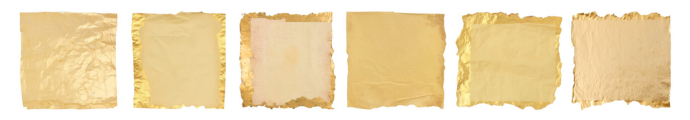 Vintage gold pattern ripped paper png cut out element set