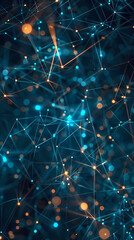 Fototapeta premium Internet Cyber big data flow. data fields. Network line connect stream. Concept of AI technology, digital background Dynamic particles sound wave flowing over dark. illustration wallpaper.