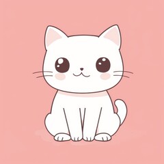 Obraz premium A cute cartoon cat with big eyes and a smile