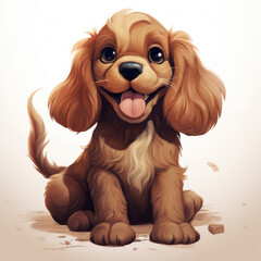Cute Cartoon Cocker Spaniel, Generative AI