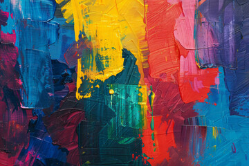 Fototapeta premium Abstract Colorful Acrylic Painting with Bold Strokes