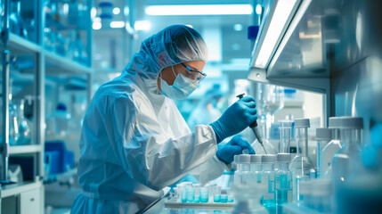 Pharmacist Compounding Medication in a Sterile Laboratory Setting