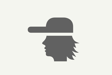 Illustration vector graphic of man with hat silhouette. Good for logo, symbol or icon
