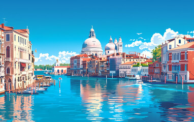 Venice scenery Italy beautiful, presentation pictures, Illustration, Generative AI