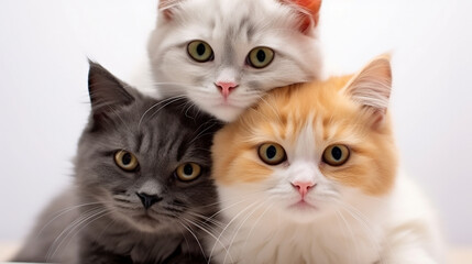 Fototapeta premium cat, Three cute cats stacked on top of each other