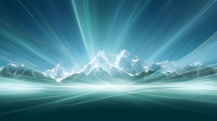 Aurora lights running past a snowy mountain, fresh, cold, minty, northern lights, magical nature concept