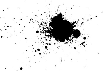 black watercolor brush painting splash splatter on white background vector