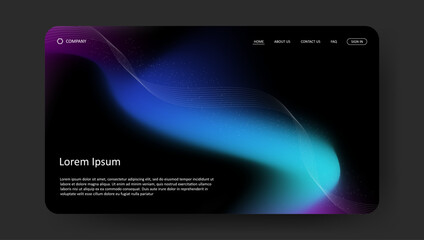 Fototapeta premium Abstract wave futuristic design of landing page. retro gradient mesh website design