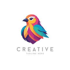 Naklejka premium Colorful Geometric origami bird vector logo illustration