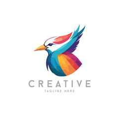 Obraz premium Colorful Geometric origami bird vector logo illustration