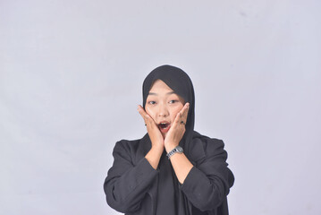 Asian Hijab Woman with Face Expressions and Gestures