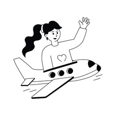 Get this amazing air travel character illustration, premium vector 