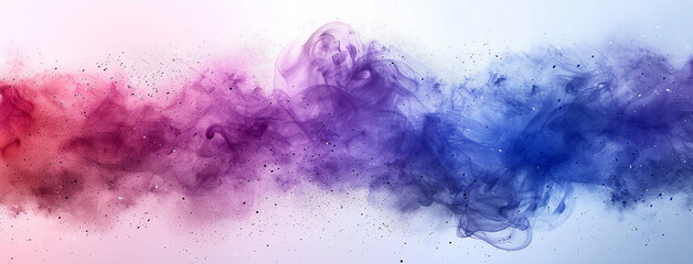 Obraz premium wide horizontal colorful smoke effect background banner with purple pink and and blue color mixed watercolour texture in white background